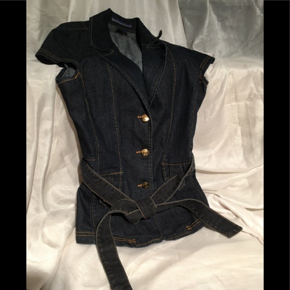 Drama Gold- women’s size small belted denim vest - Picture 1 of 3